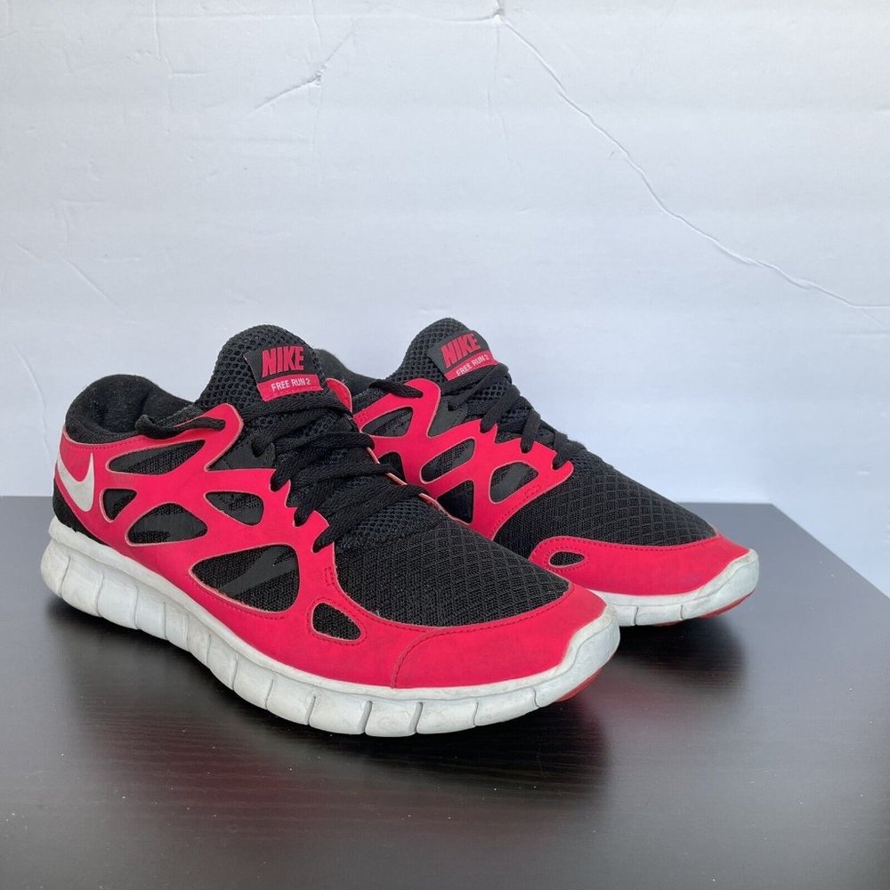 Nike Womens Free Run 2 Pink Black White 443816-019 Lace Up Sneakers Shoes Size 9